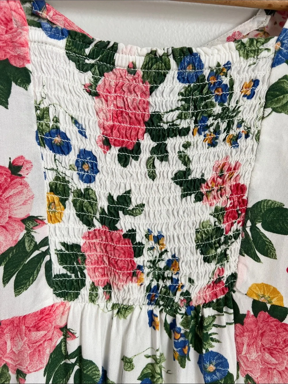 Old Navy | Kids White Floral Lite Pink Rose Button-Front Dress #564088-03 Medium